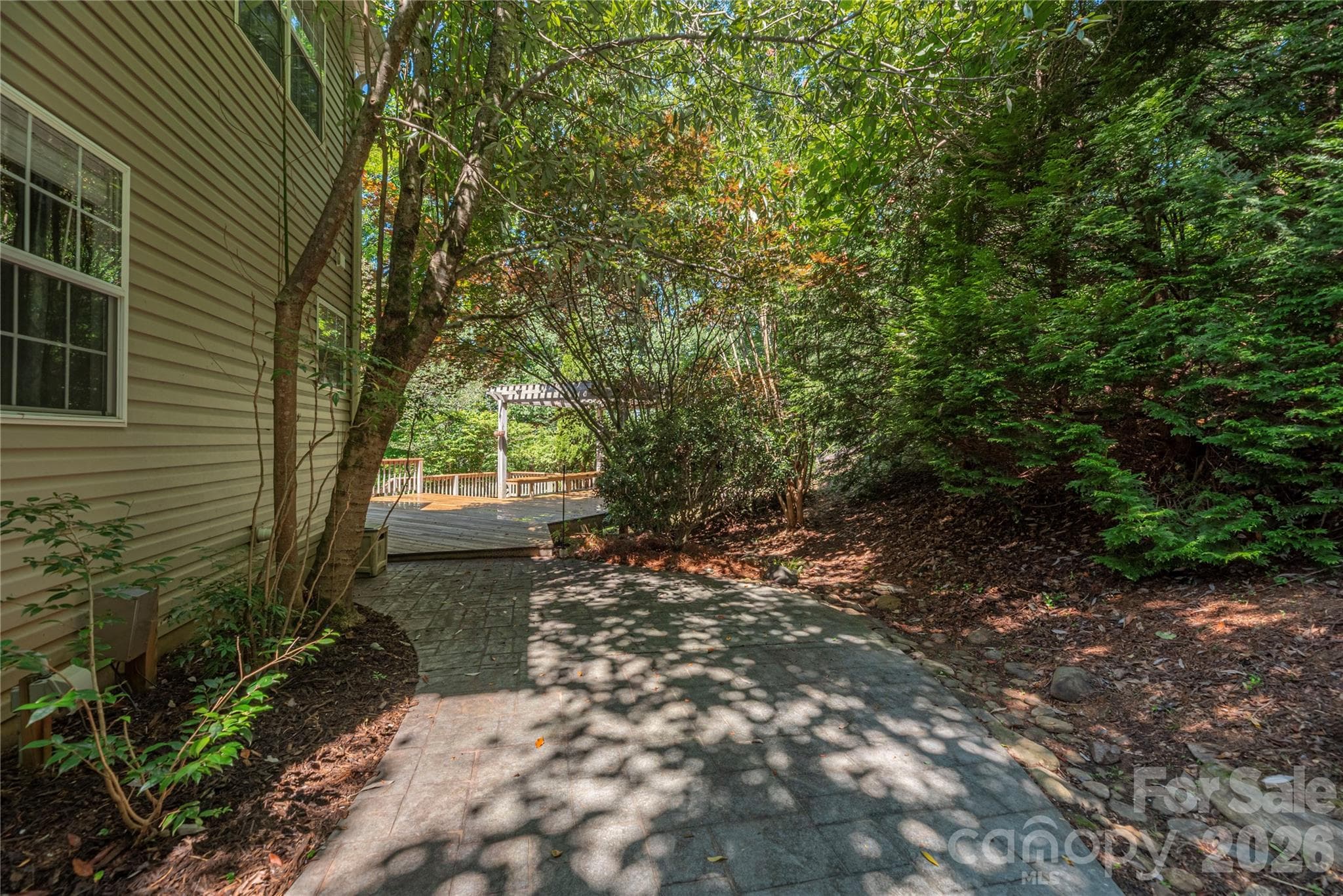 Back Walkway to Deck From the Driveway - 602 Hidden Springs Drive, Asheville