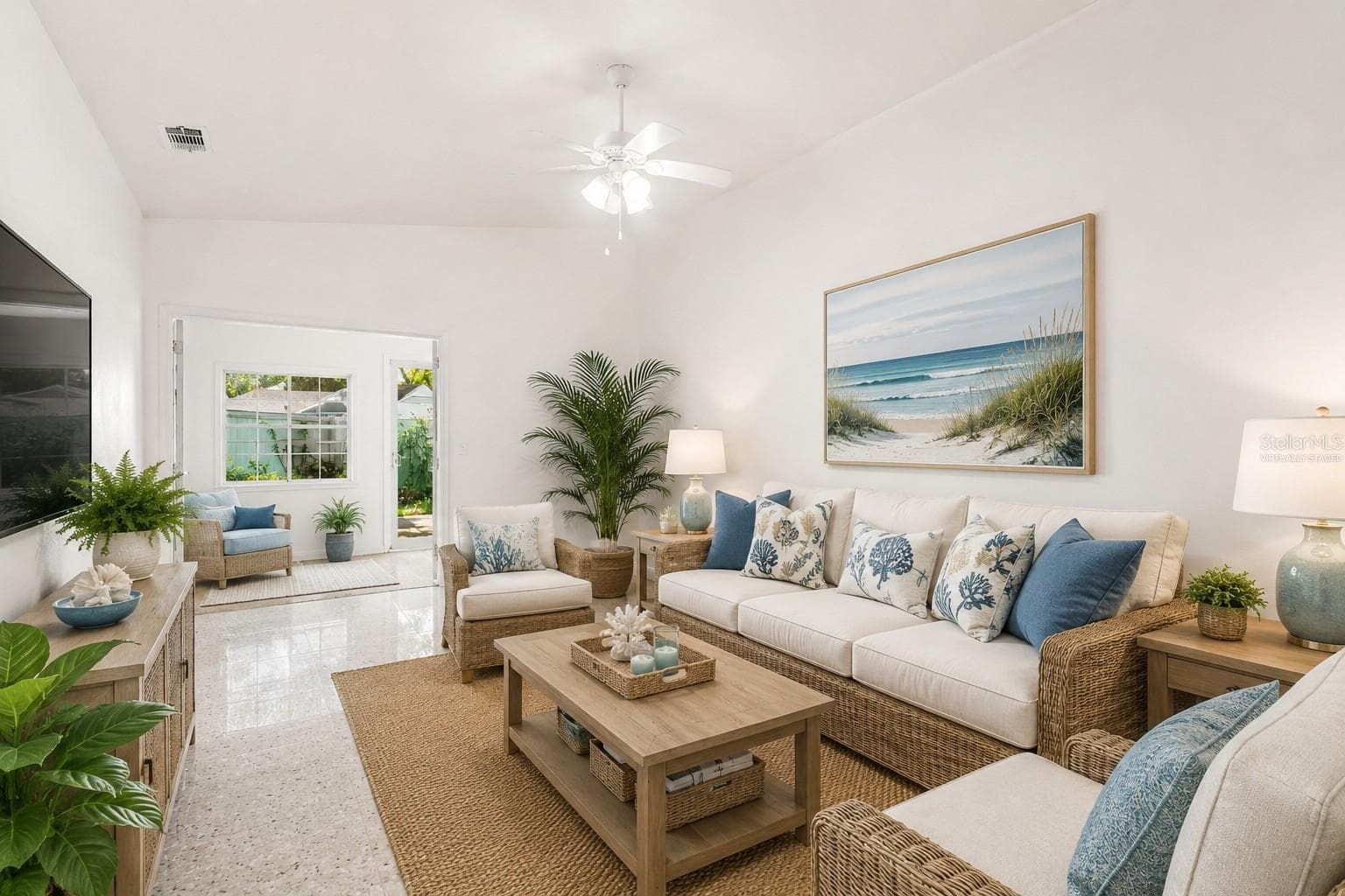Great Room into Sunroom Virtually Staged - 3174 PHLOX DR, PALM HARBOR