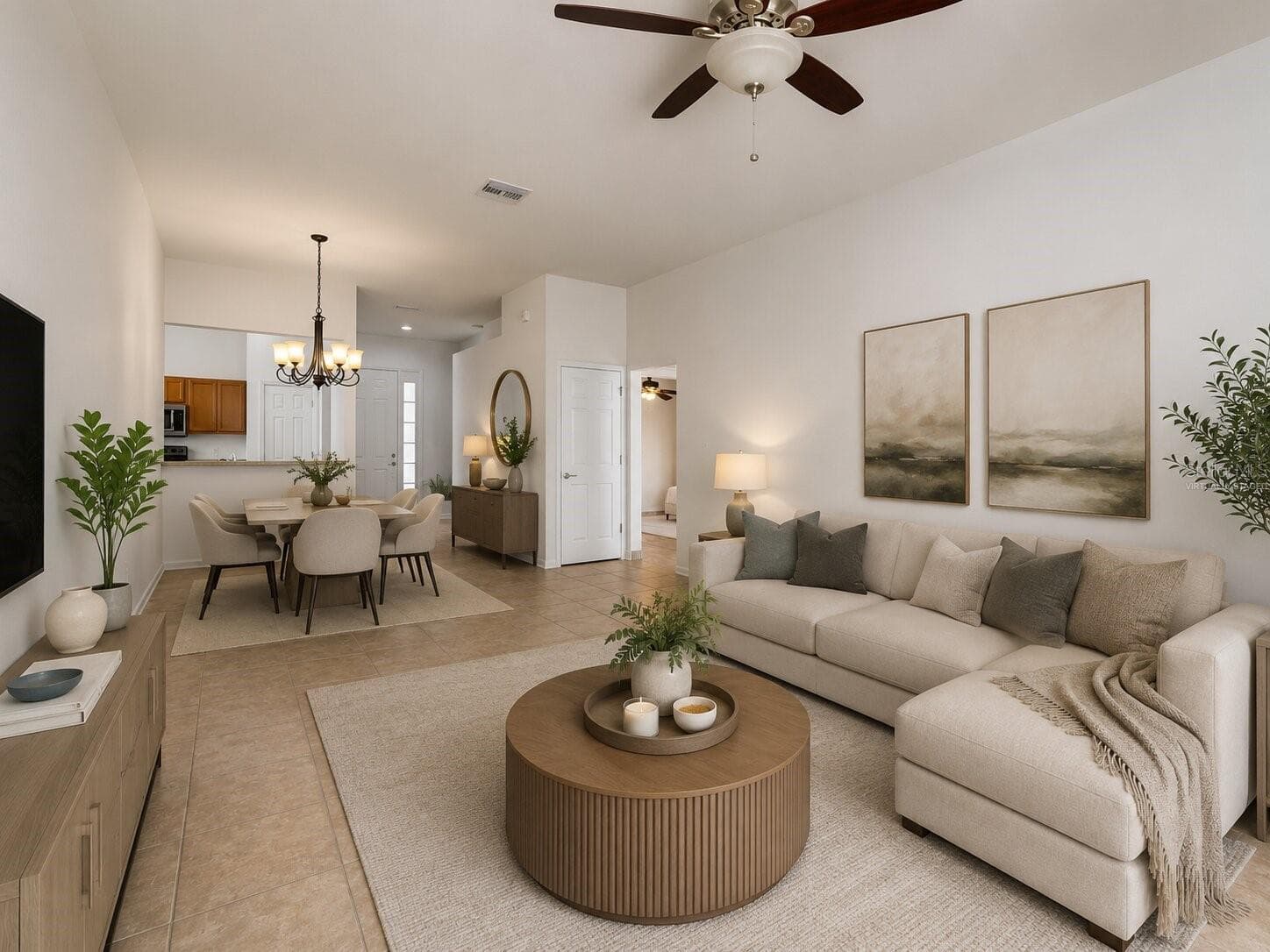 Virtually Staged Living and Dining Area - 2972 SANTA MARIA AVE, CLERMONT