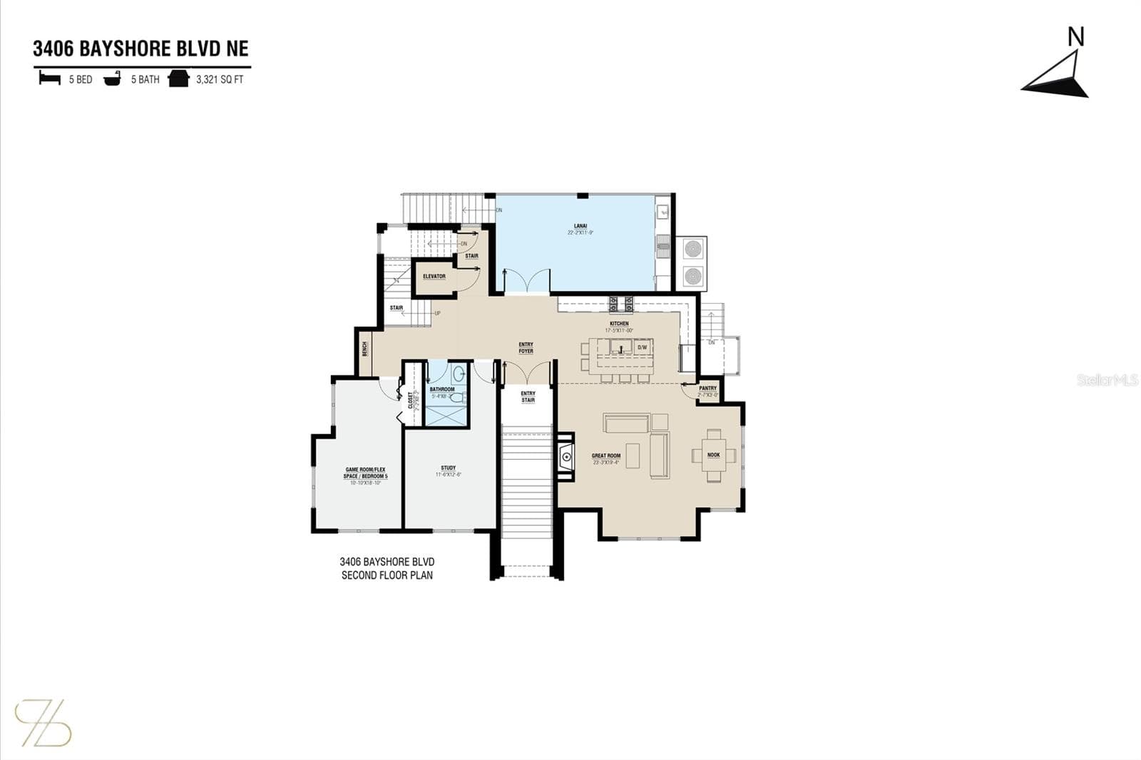 Second floor - elevated living - 3406 BAYSHORE BLVD NE, ST PETERSBURG