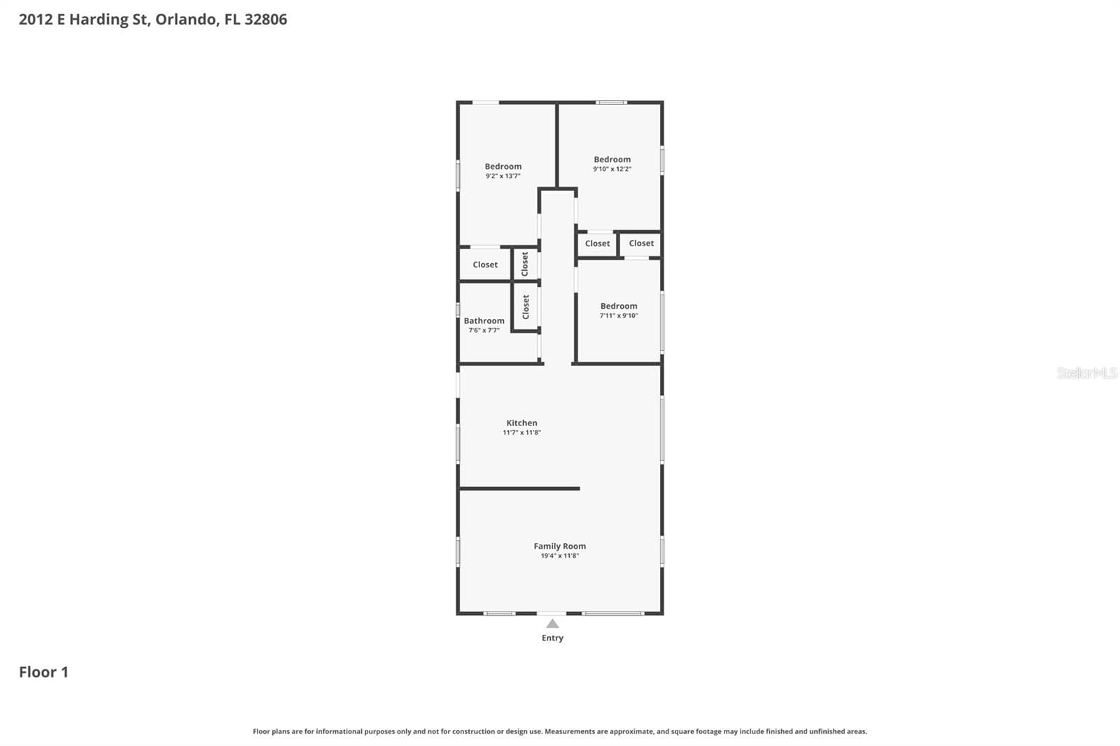 Floor Plan. - 2012 E HARDING ST, ORLANDO