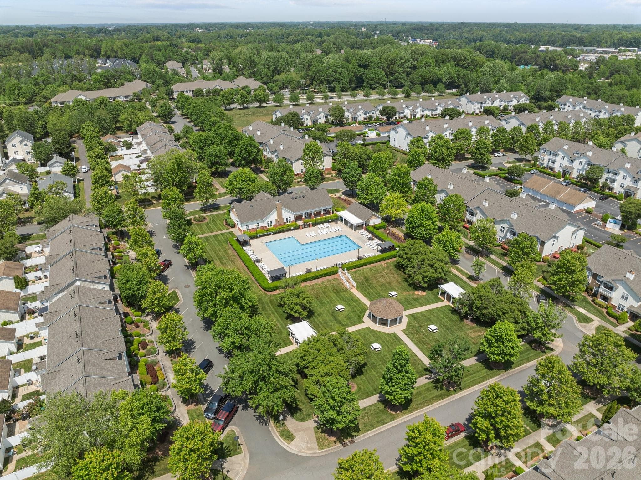 Aerial of Community Pool, Playground/Park, Clubhouse & Fitness Center - 17257 Doe Valley Court, Cornelius