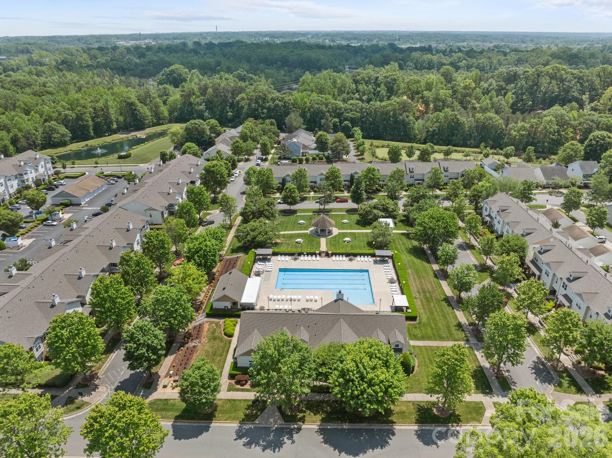 Aerial of Community Pool, Playground/Park, Clubhouse & Fitness Center - 17257 Doe Valley Court, Cornelius