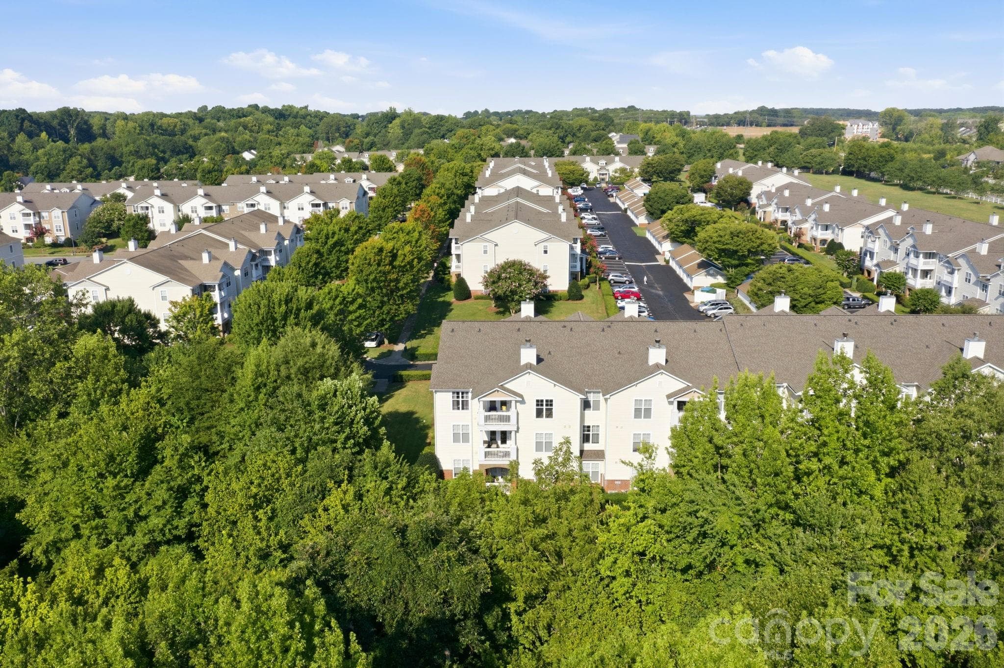 Aerial of Community w/ 3rd-Floor End-Unit Centered in Frame - 17257 Doe Valley Court, Cornelius