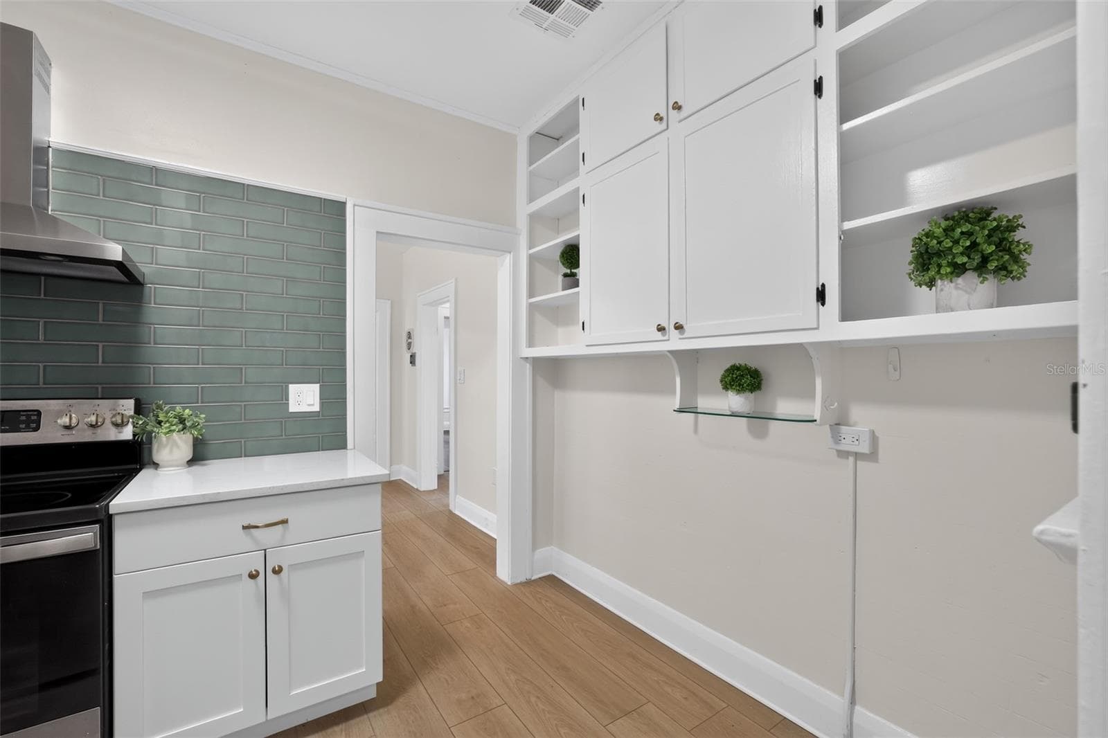Updated 1922 bungalow kitchen featuring quartz countertops and solid wood cabinetry - 813 E NEW ORLEANS AVE, TAMPA
