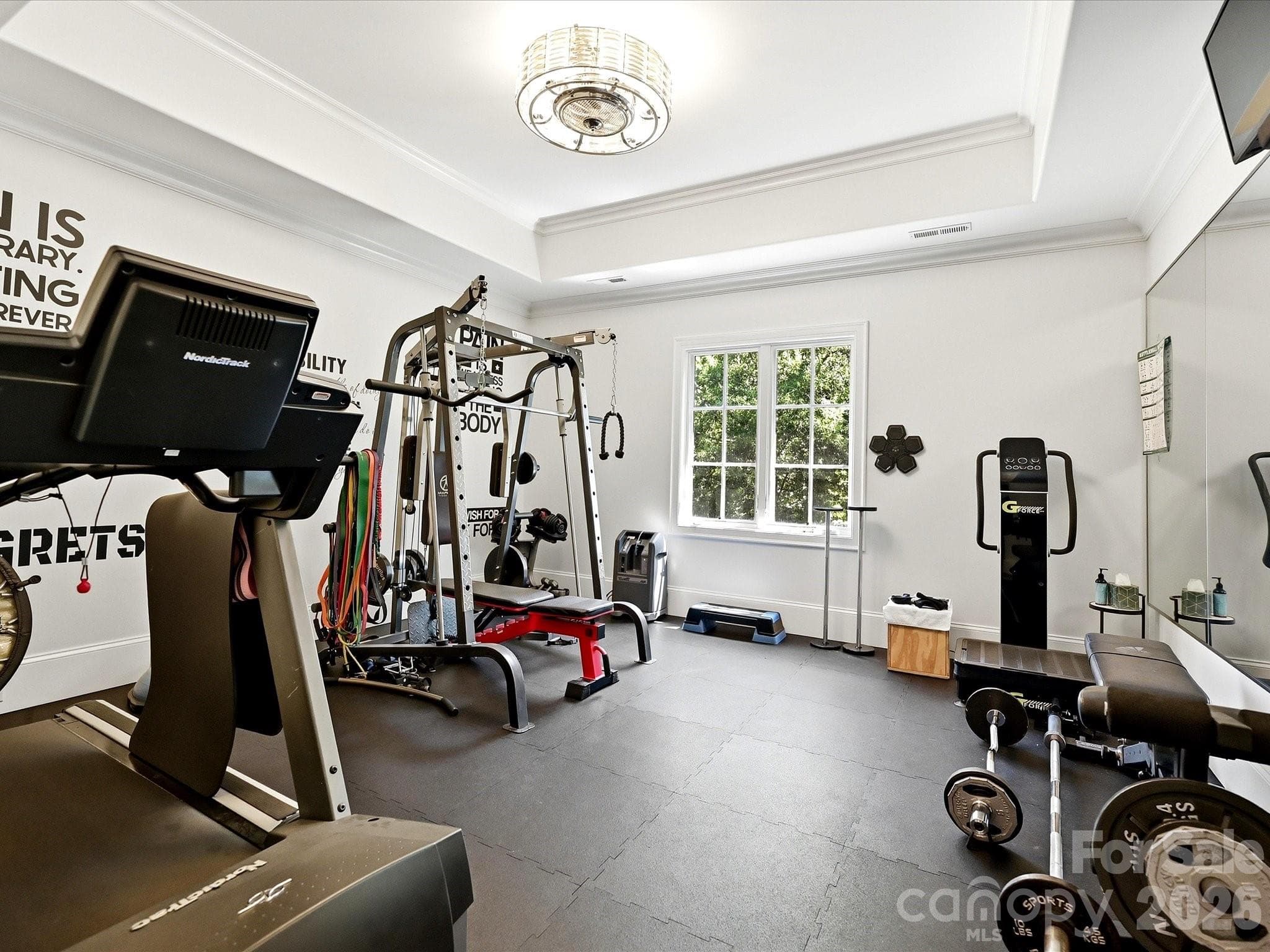 Upper Secondary Bedroom with large closet & private bathroom could be a second primary - currently used as a fitness studio - 2320 Brawinal Court, Monroe