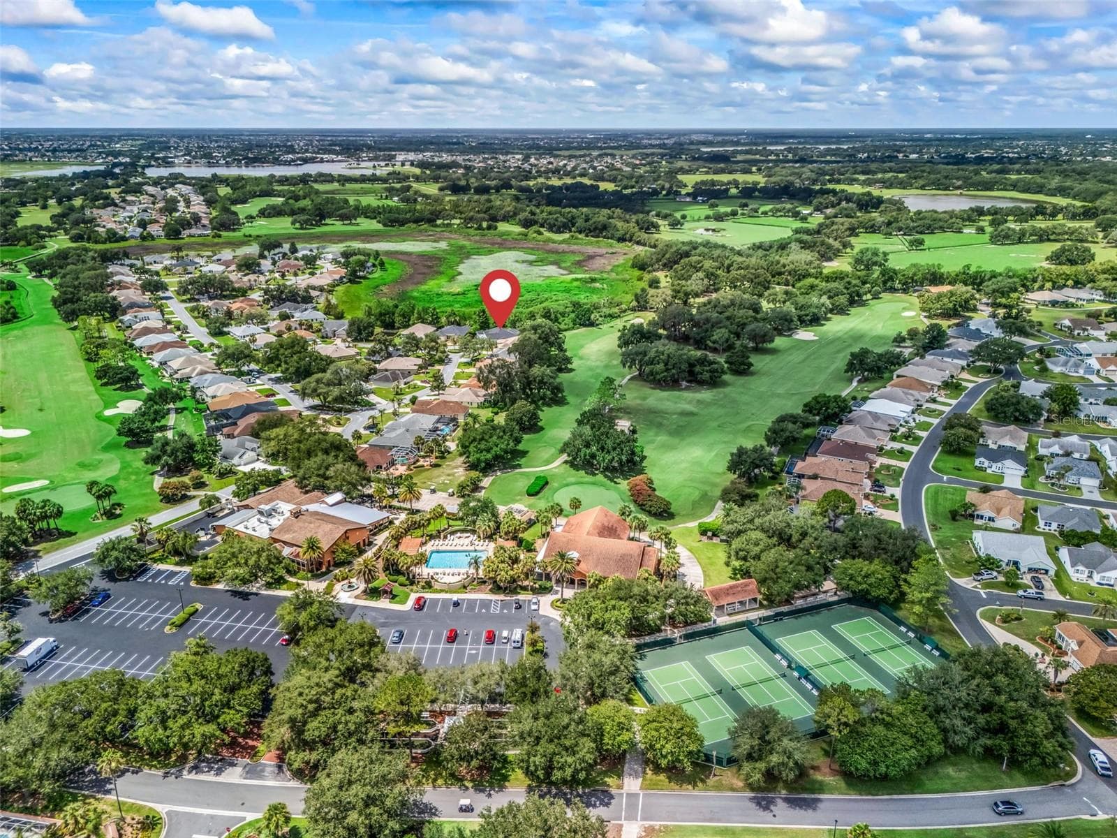 Aerial view capturing the Very close Tierra Del Sol Recreation Center and Pool - 714 CIMARRON AVE, THE VILLAGES