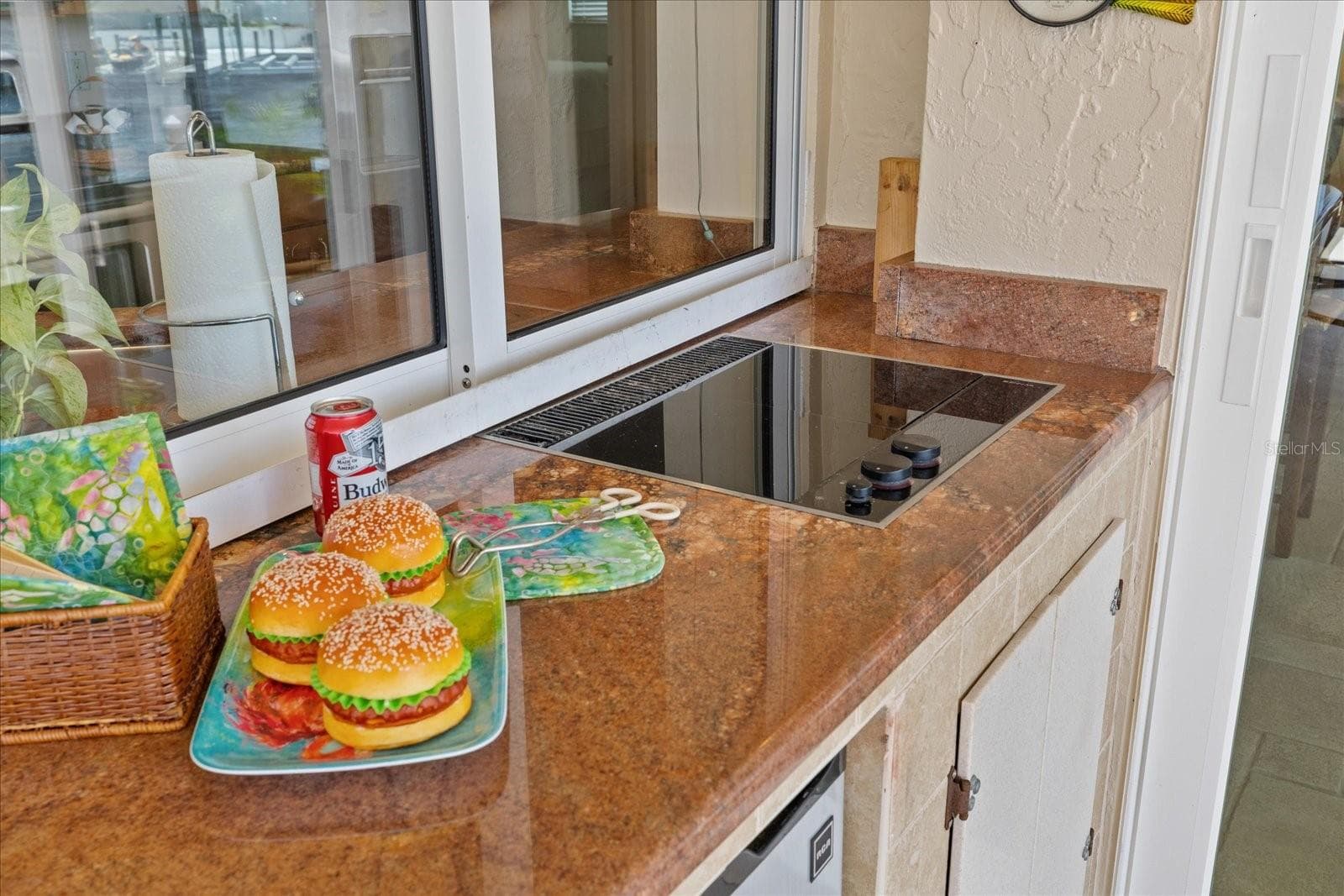 Pass through window with a Jen-air cooktop and outdoor mini frig - 3154 TRIDENT TER, NEW PORT RICHEY