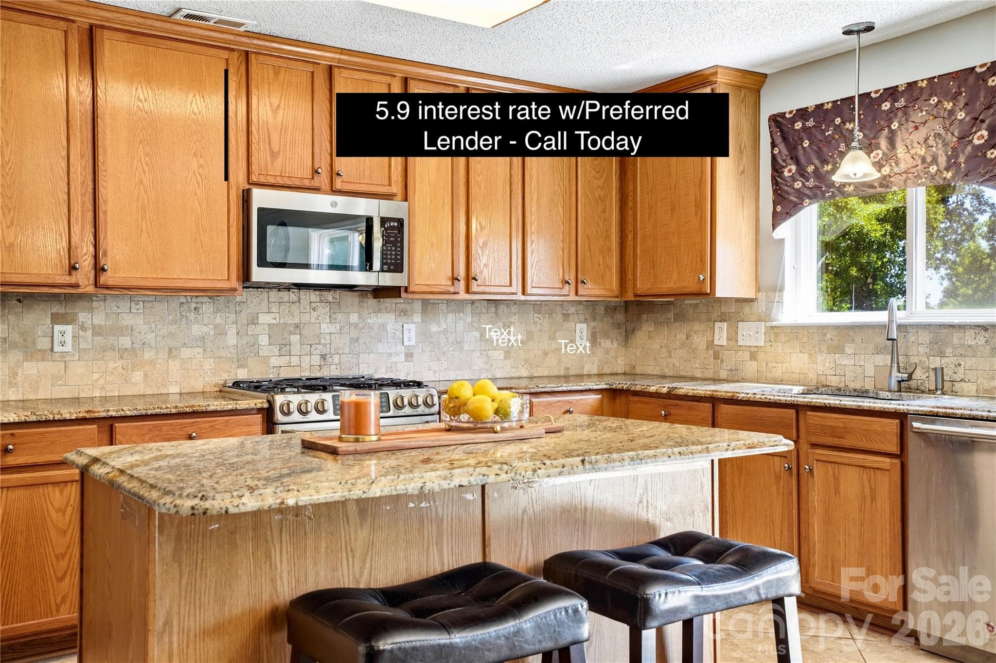 Granite countertops and stone backsplash - 13310 Pontchatrain Avenue, Charlotte