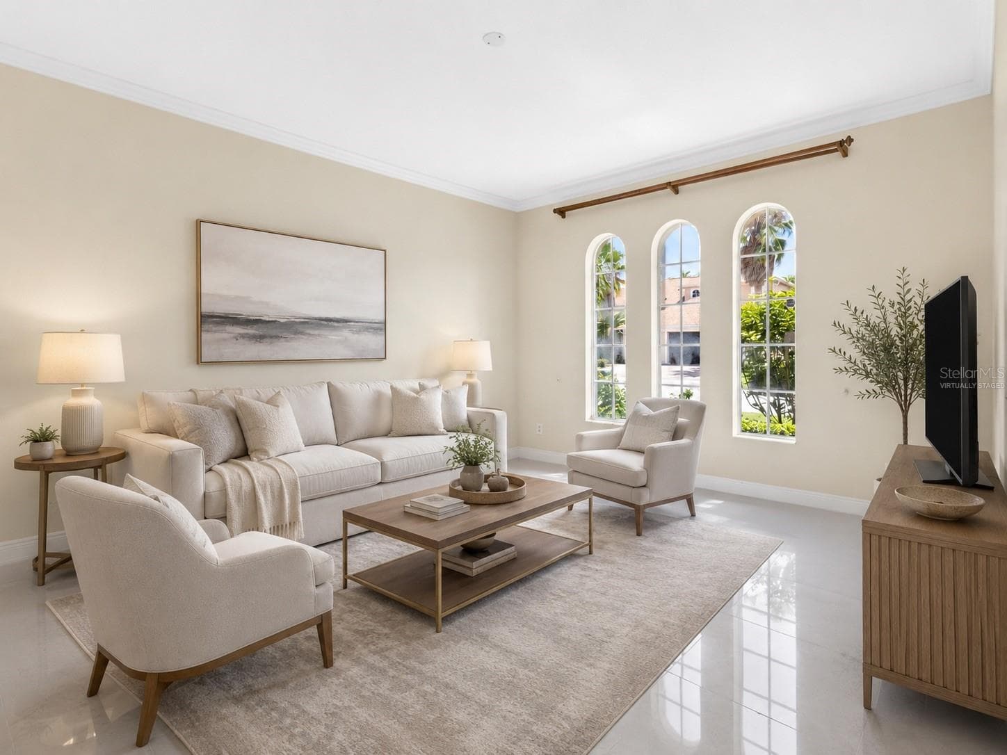 Virtually Staged Image. Living Room. - 856 TIMBER ISLE DR, ORLANDO