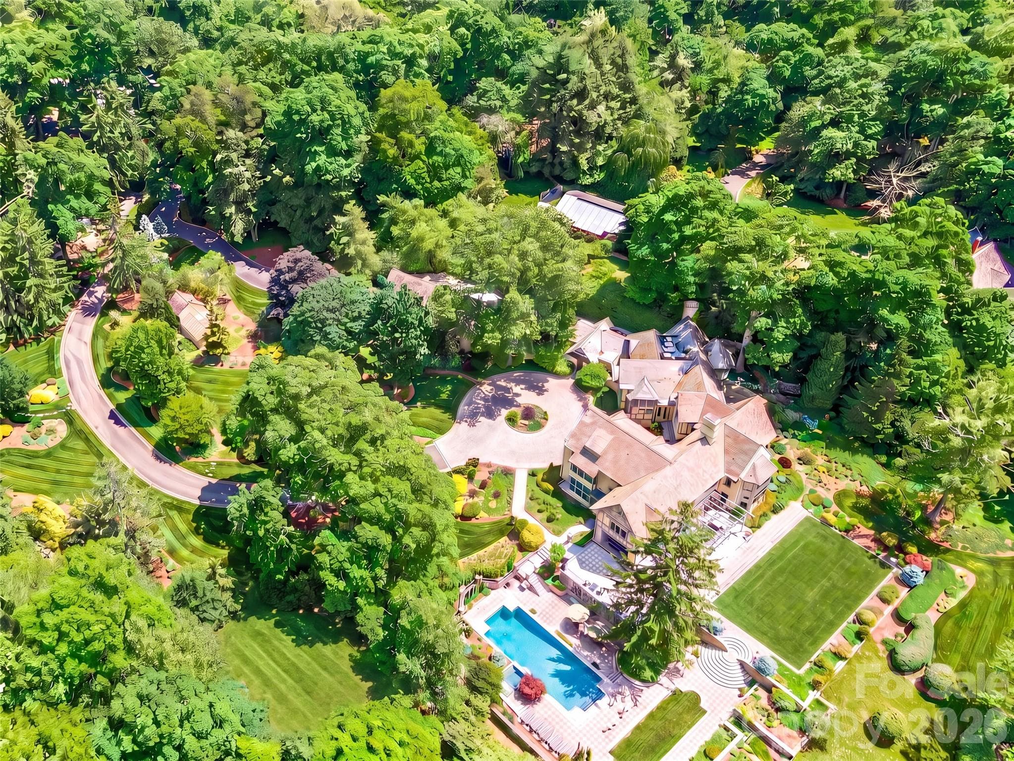 Bird's Eye view of the grounds and buildings. - Biltmore Forest