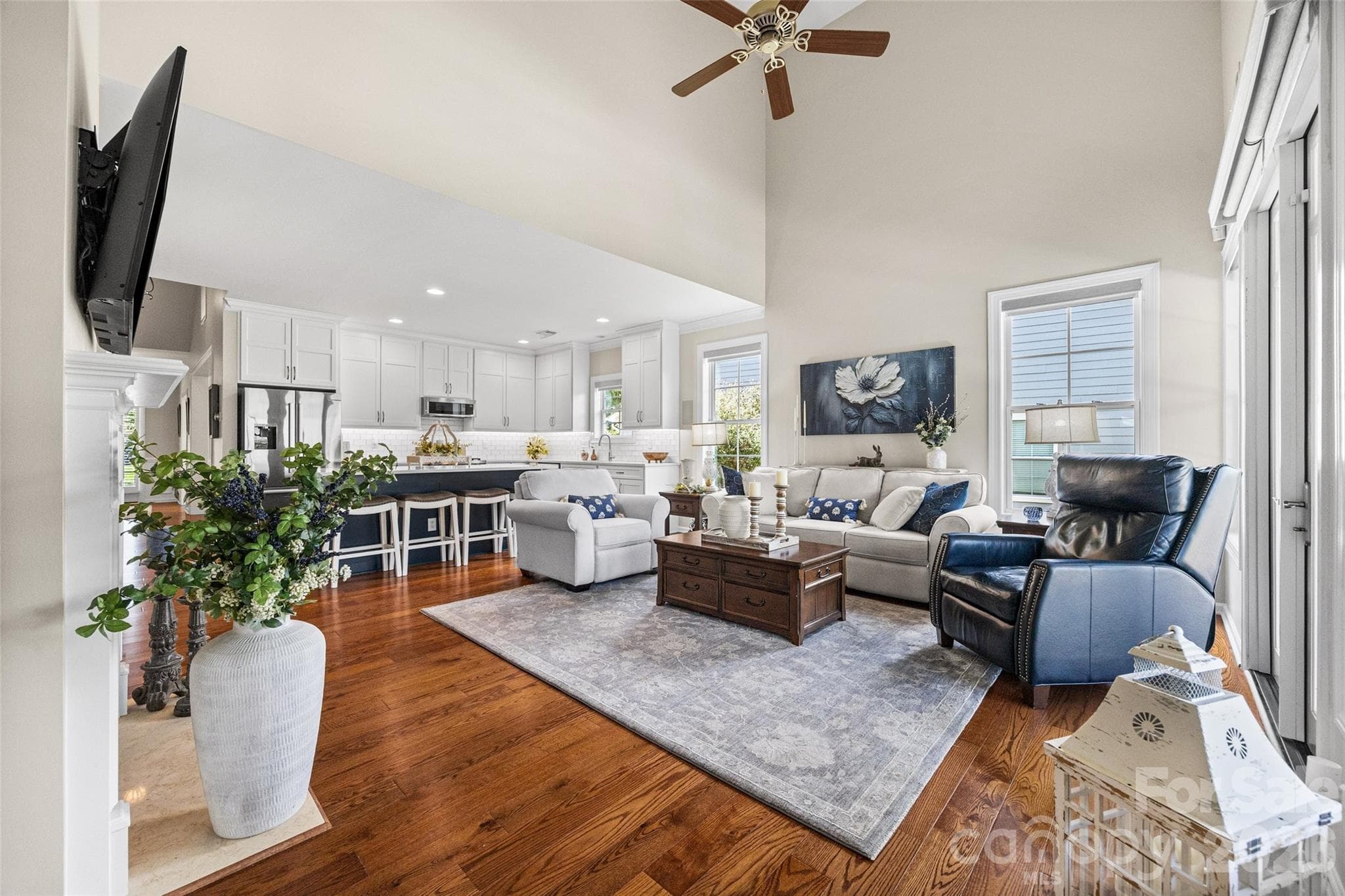 The kitchen opens to the great room, showcasing a desirable open floor plan. - 8621 Sequoia Grove Lane, Charlotte