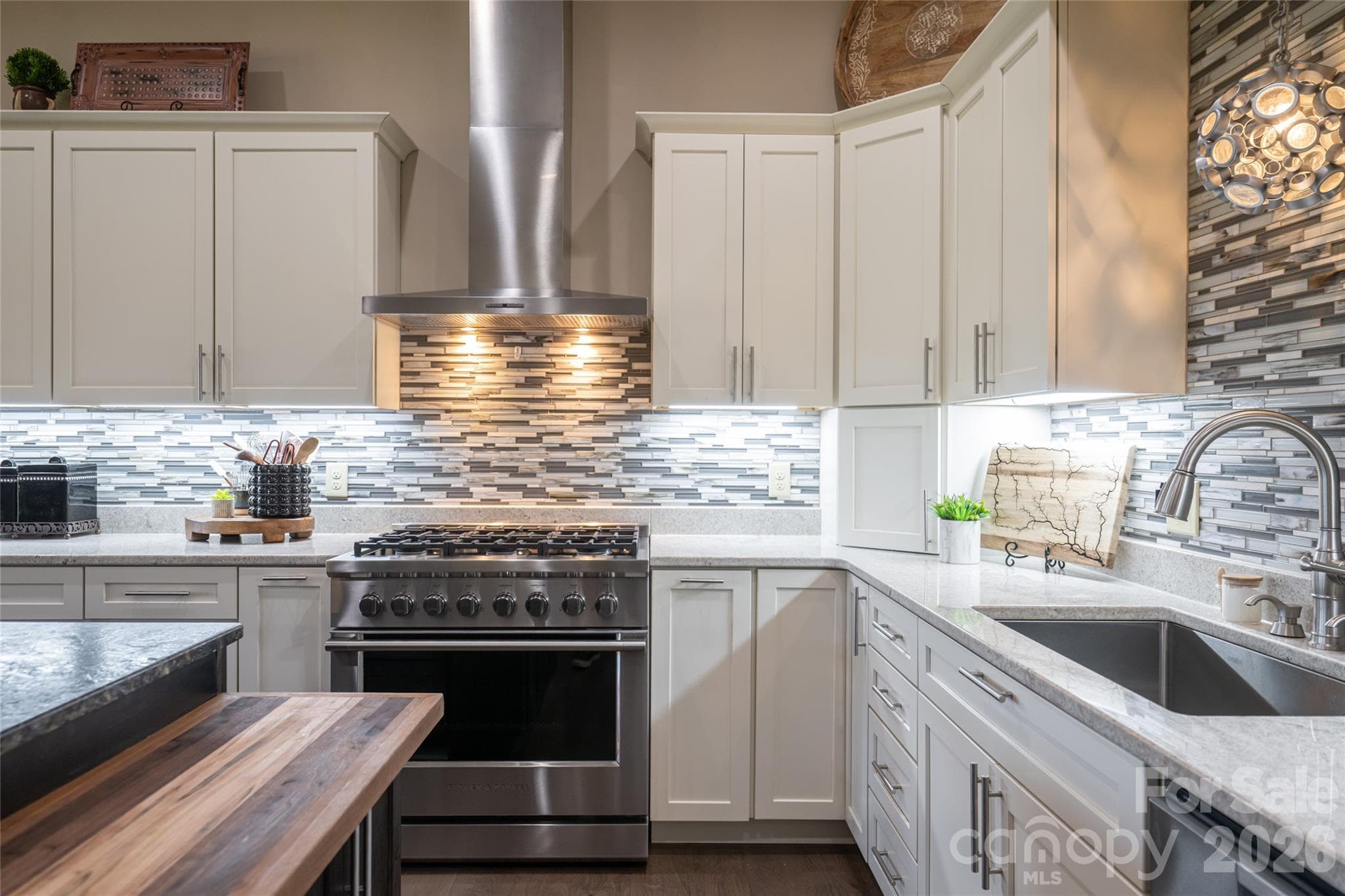 Fisher & Paykel gas range, oversized stainless steel deep sink, and soft-close cabinetry throughout. - 660 Pleasant Grove Road, Hendersonville