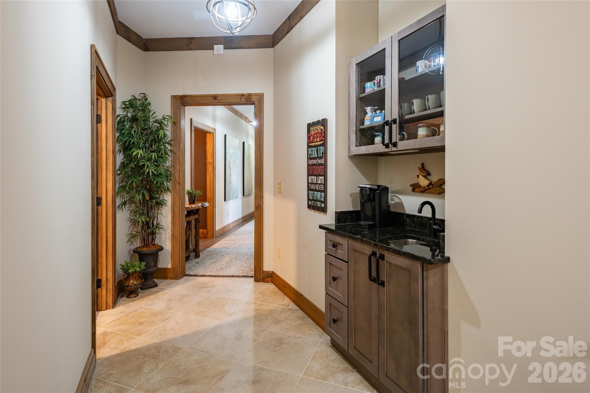 Coffee bar outside guest bedroom. - 660 Pleasant Grove Road, Hendersonville