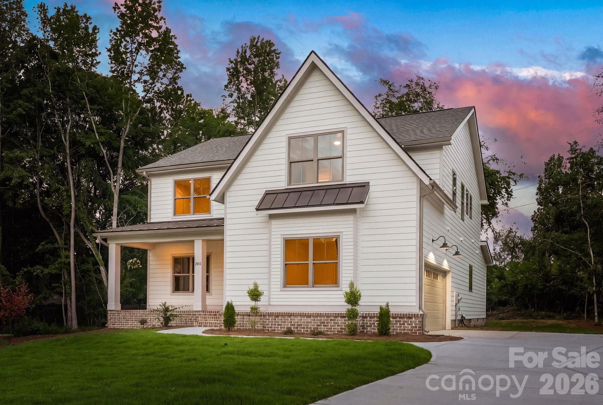Exterior side view at twilight. - 2315 Chateau Court, Matthews