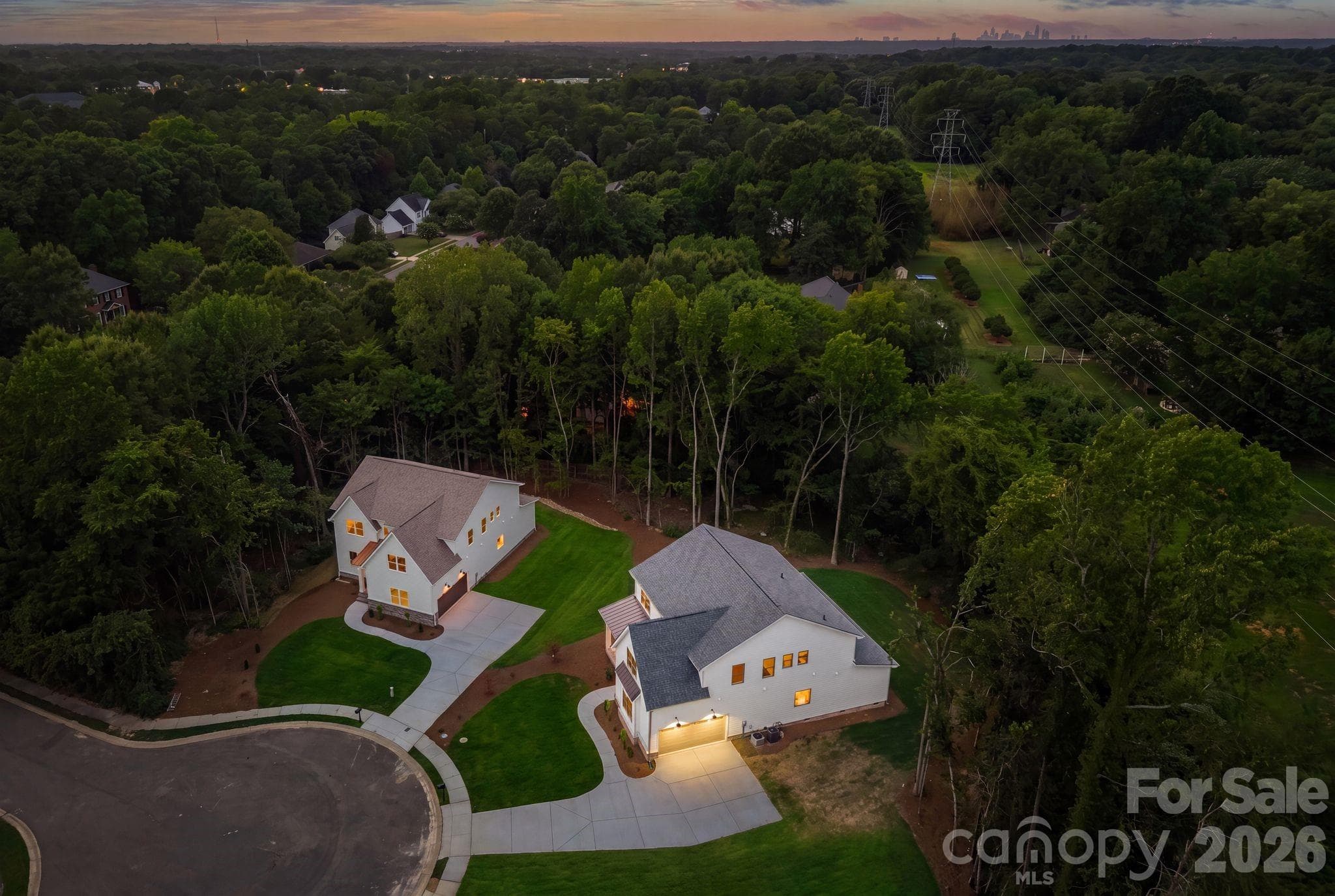 Aerial twilight view. - 2315 Chateau Court, Matthews
