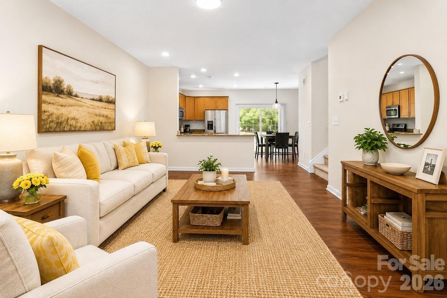 Virtually staged for a living room. - 5516 John Mcdowell Place, Charlotte