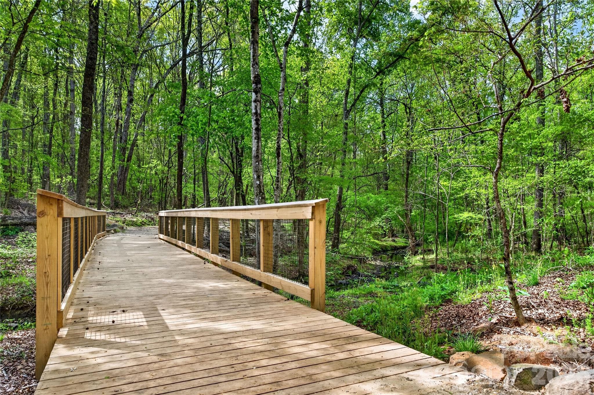 Bridge to access miles of hiking trails in Latta Nature Preserve - 6055 Latta Springs Circle, Huntersville