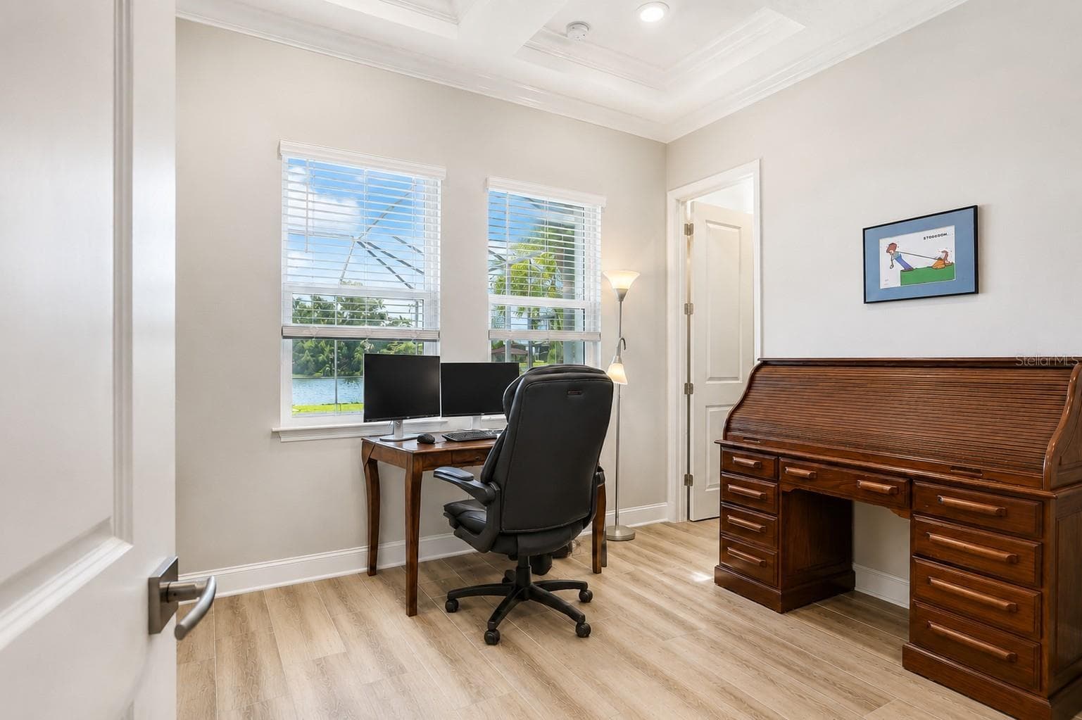 Downstairs Bedroom with Coffered Ceiling - 18014 WOODLAND VIEW DR, LUTZ
