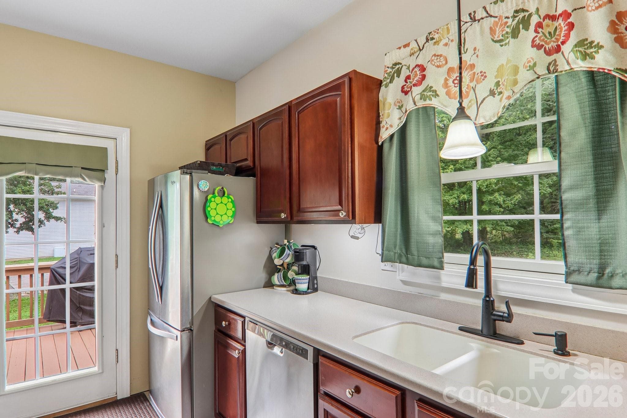 Door opens to freshly-stained side deck - 3311 Sandy Drive, Hendersonville