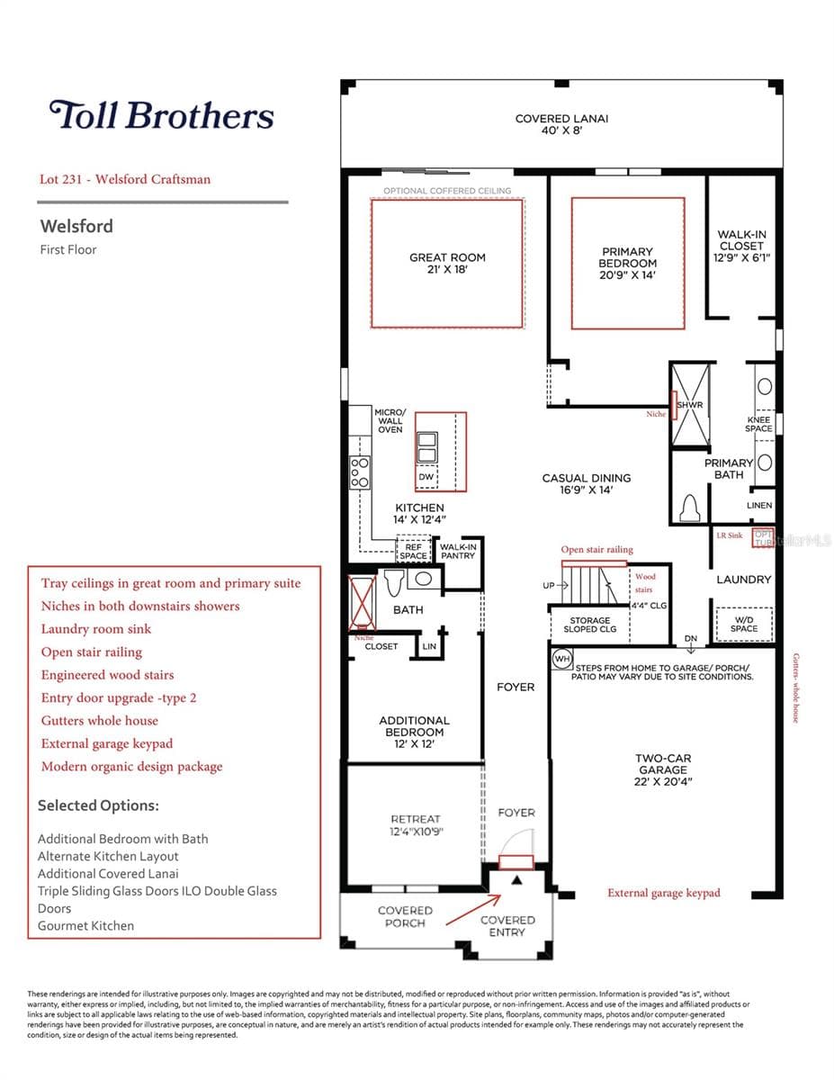 First floor layout with upgrades - 2783 ARBOR DUNE AVE, APOPKA