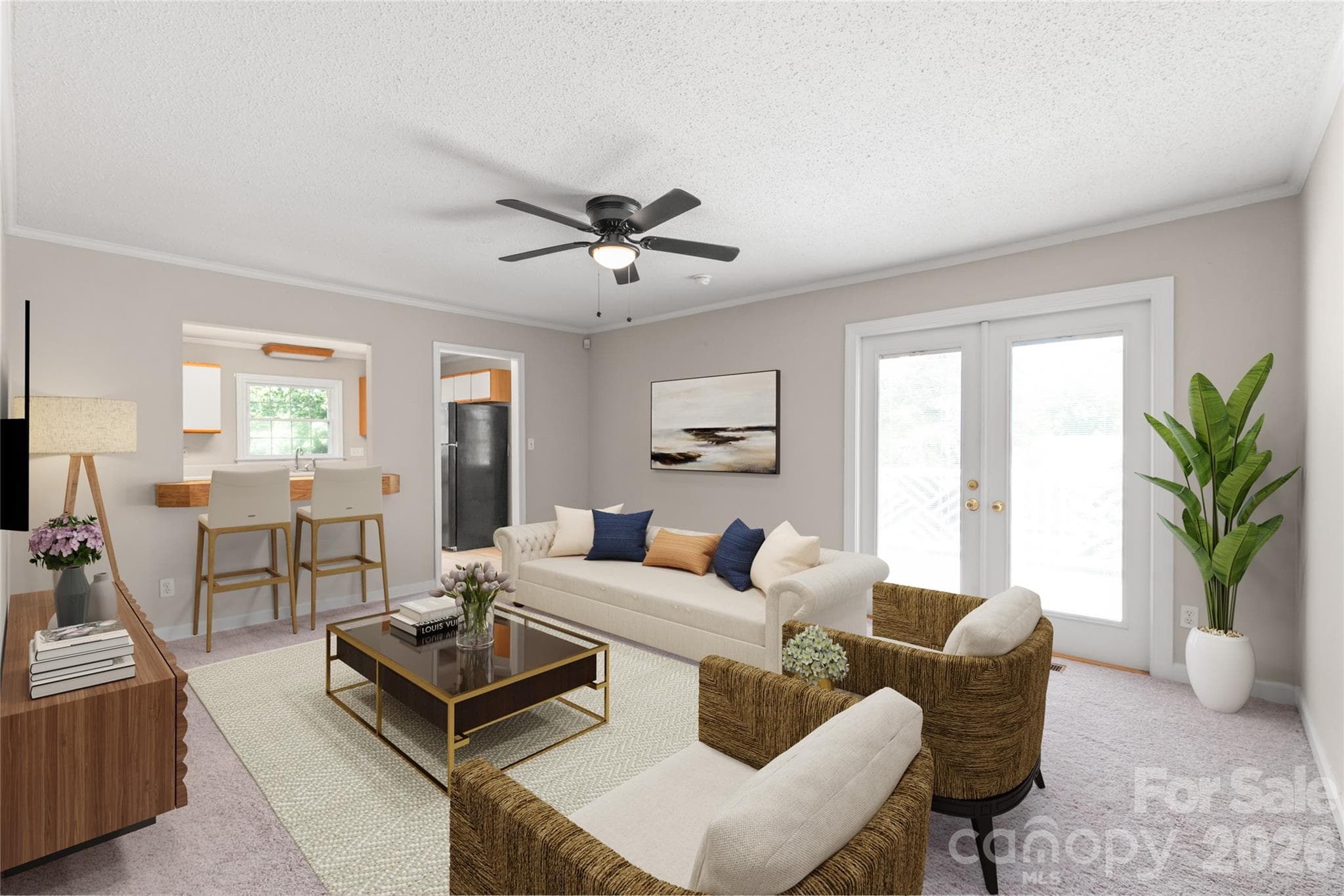 Virtually Staged Family Room - 7308 Quail Ridge Drive, Charlotte