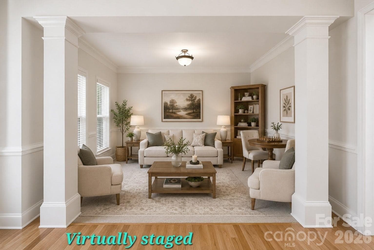 Virtually Staged Living Room - 6055 Latta Springs Circle, Huntersville