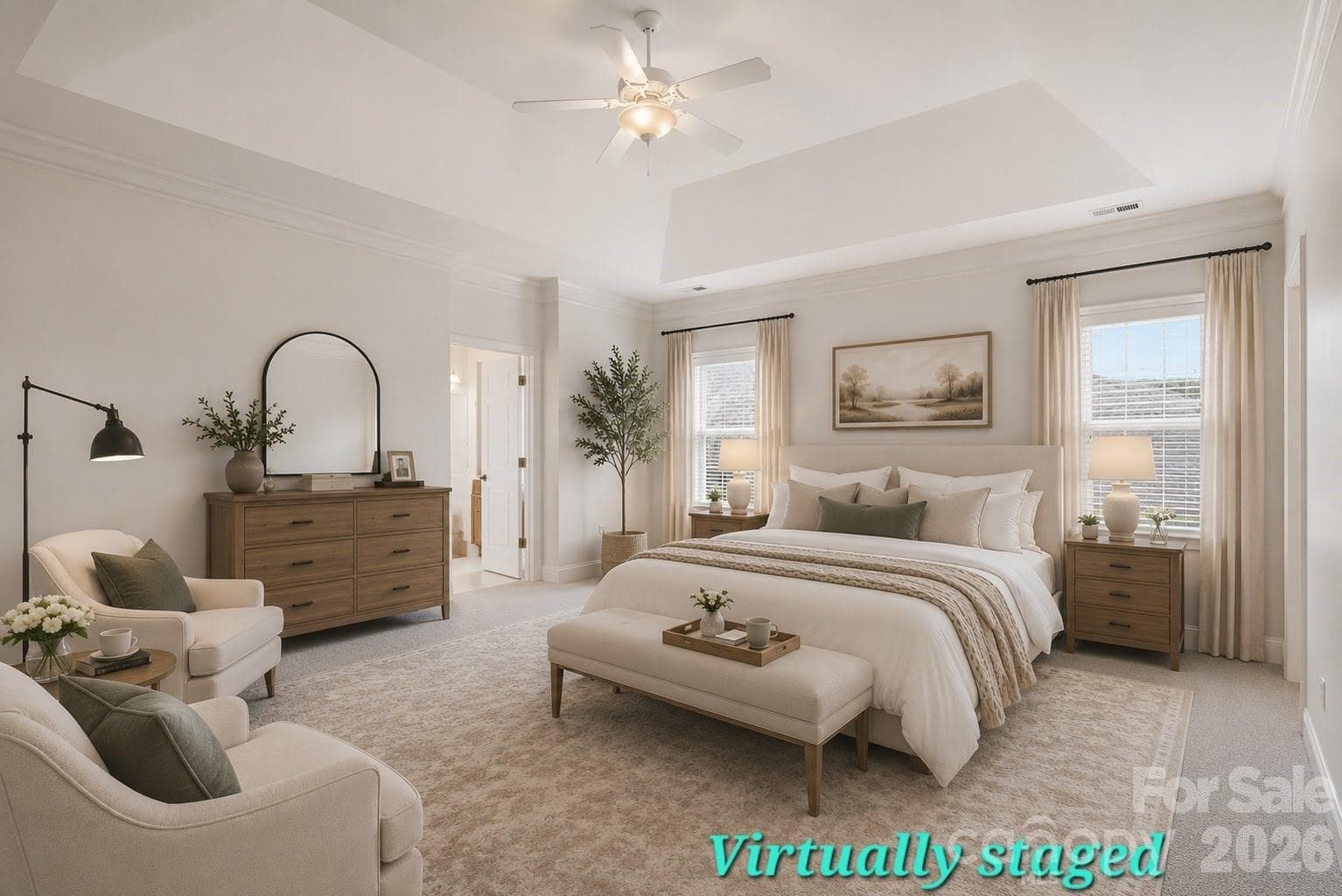Virtually Staged Primary bedroom - 6055 Latta Springs Circle, Huntersville
