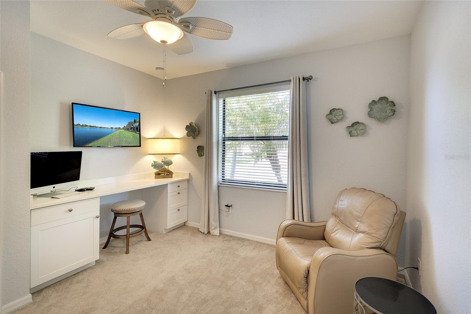 Bedroom Four / Home Office with Built in Desk - 7130 QUIET CREEK DR, BRADENTON
