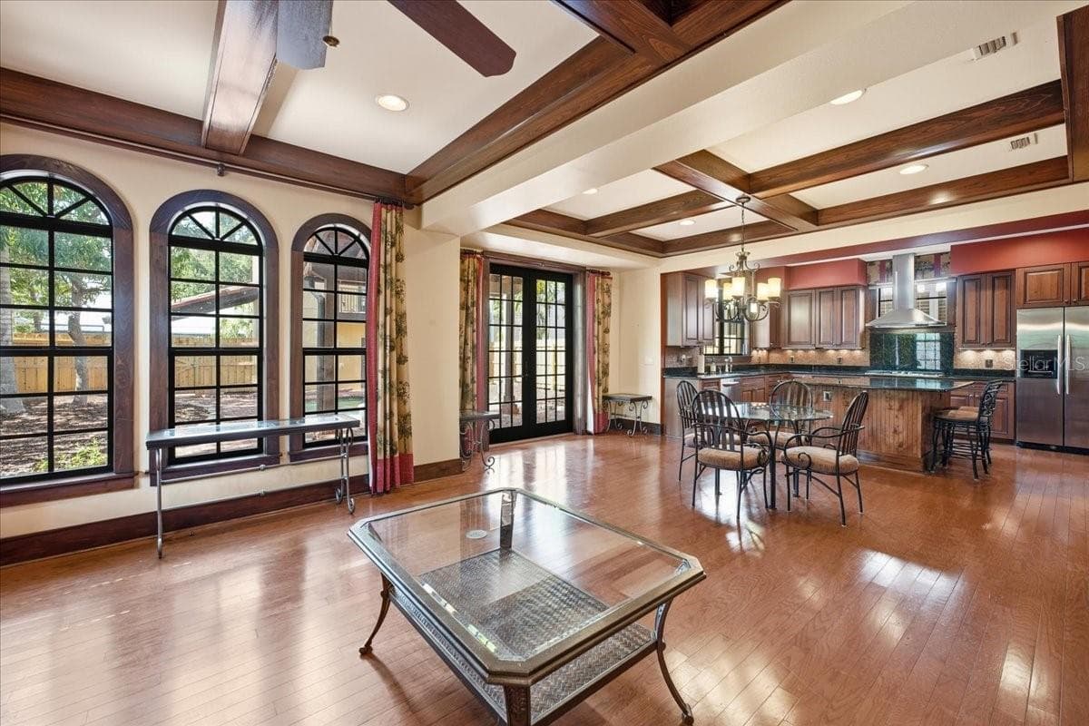 Living Room Brazilian Cherry Hardwood Flooring Throughout First Floor - 1719 7TH ST, SARASOTA
