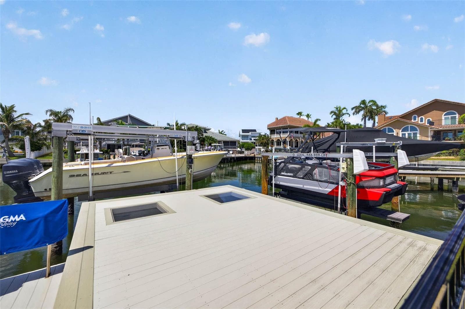 two boat lifts on newer dock with water and electric. - 113 7TH ST E, ST PETERSBURG