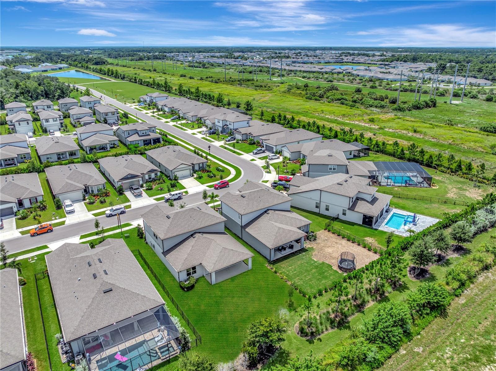 Aerial Views Large and private backyard - Perfect for entertaining and sunset views. - 9909 LONGMEADOW AVE, PARRISH