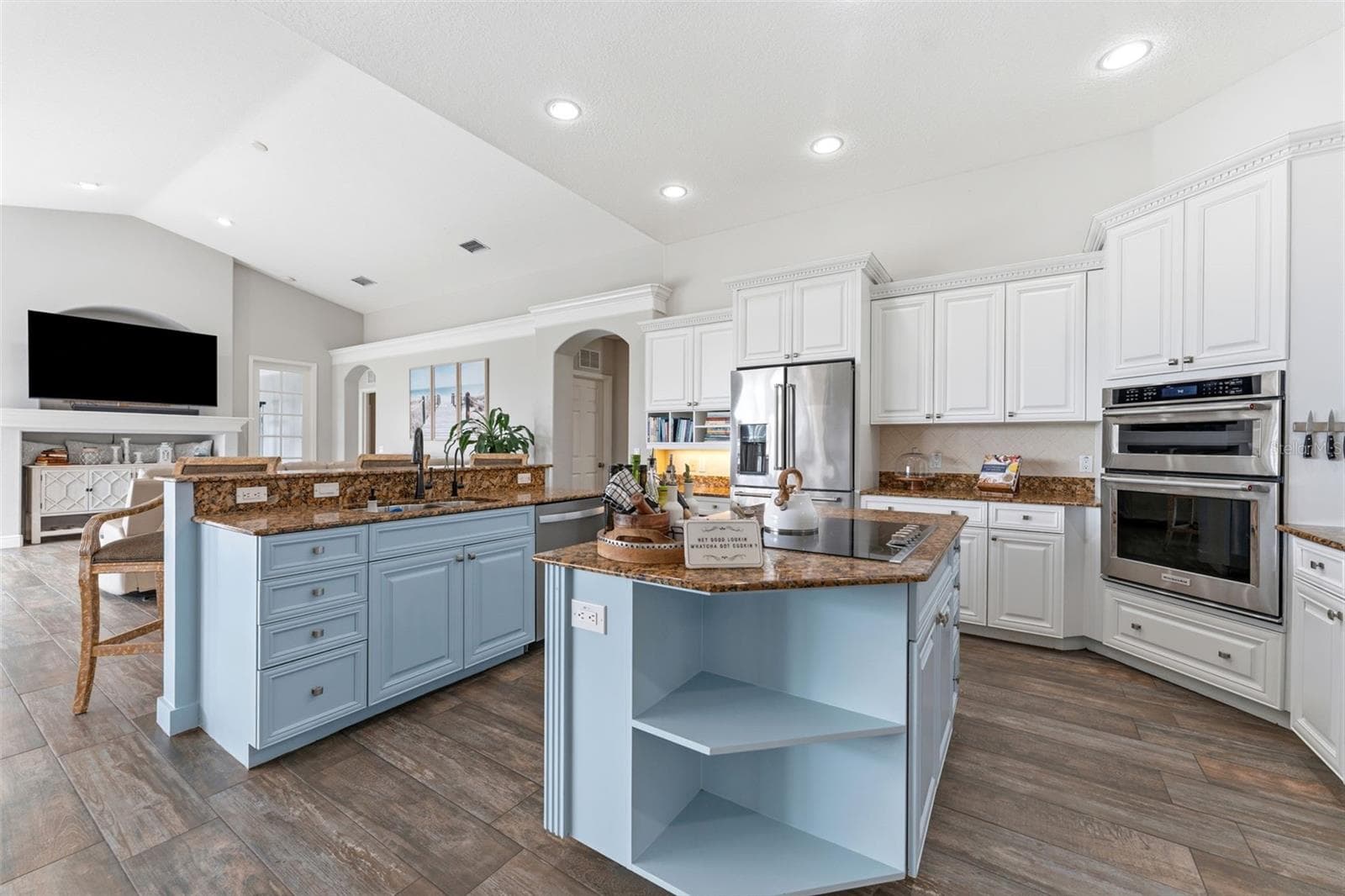 Designer Open Concept Kitchen With Recessed Lighting, Wall Oven, Crown Molding and More! - 24355 HIDEOUT TRL, LAND O LAKES