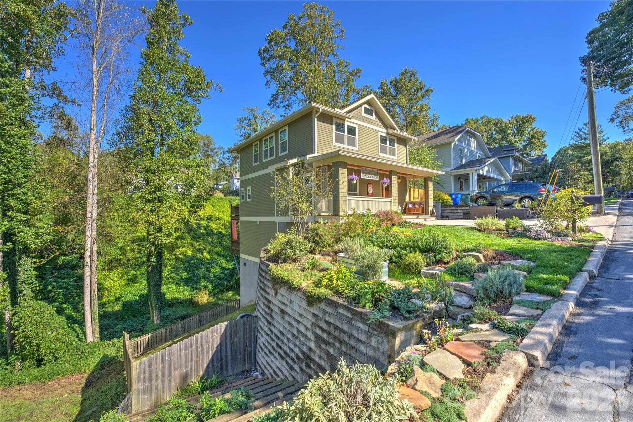 Terraced garden and side yard - 118 Houston Street, Asheville