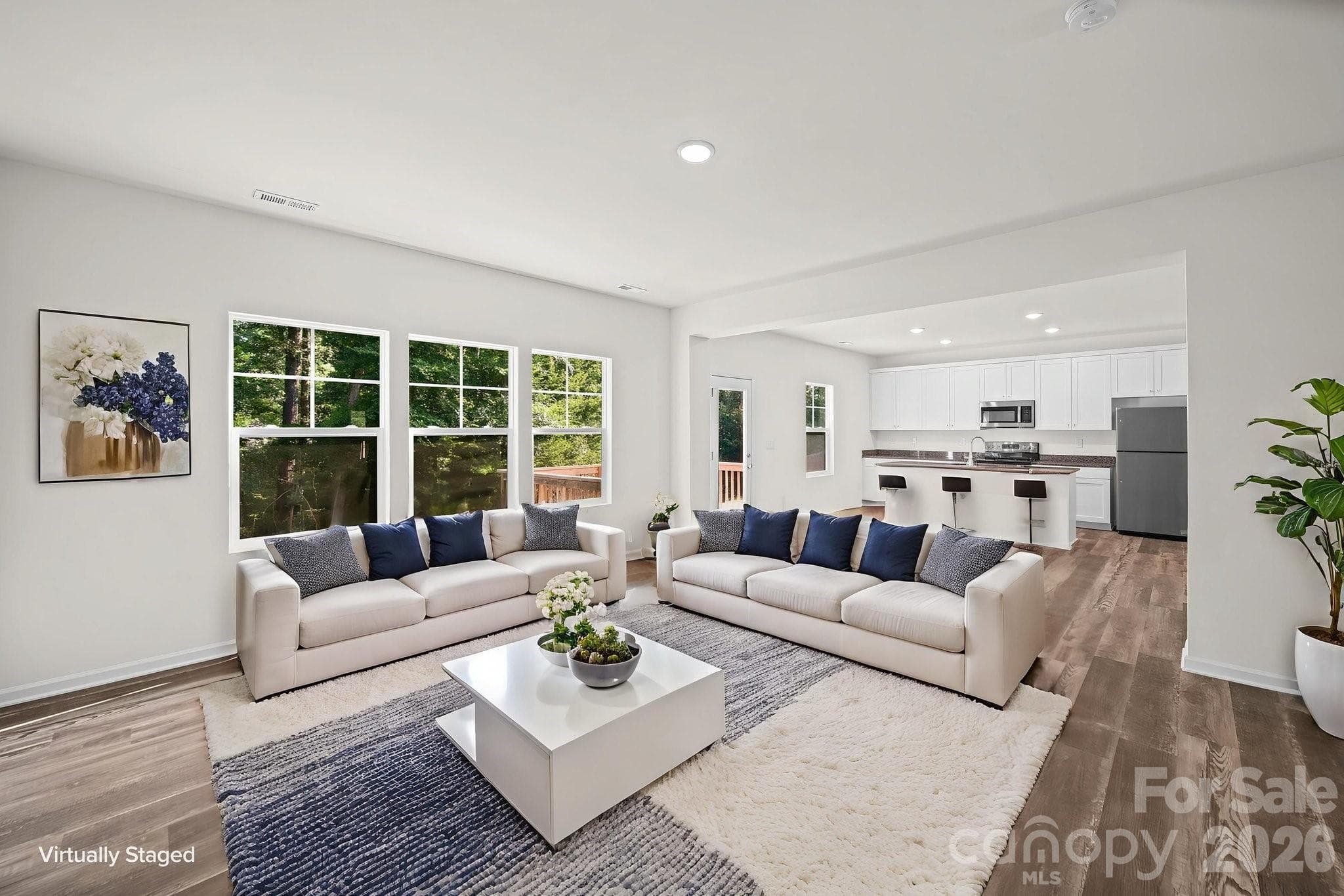 Great Room Virtually Staged - 7813 E Lane Drive, Charlotte