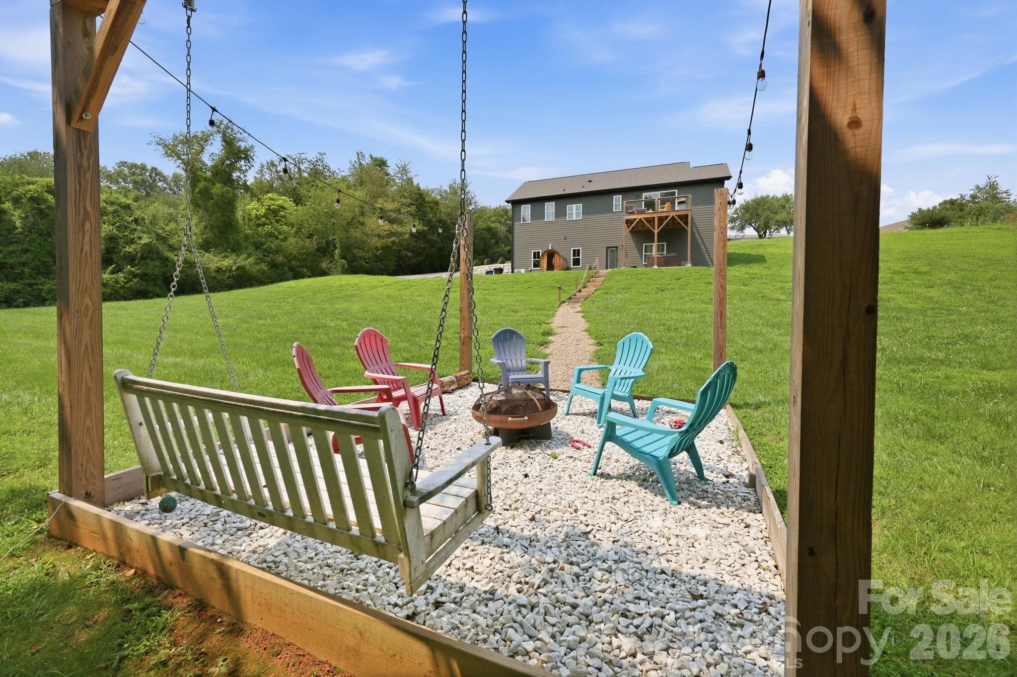 Lower area hanging chair, fire pit area - 322 Goughes Branch Road, Leicester