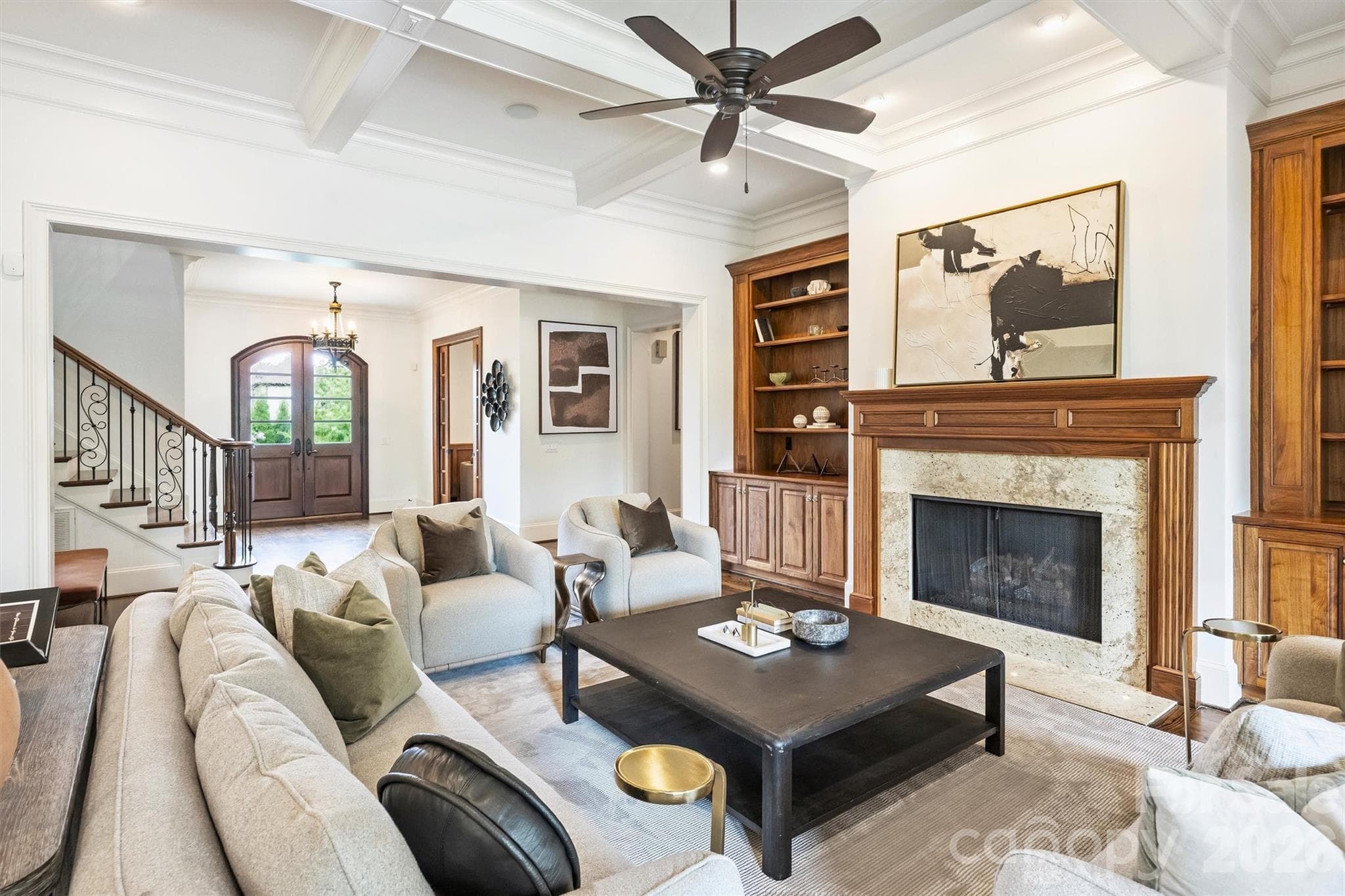 Wonderful fireplace flanked by built-ins - 6223 Calley Glenn Lane, Charlotte