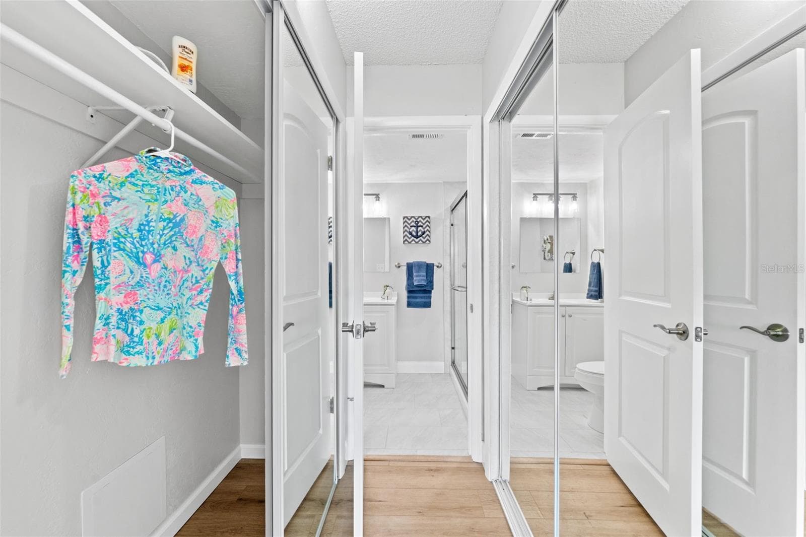 Built in dual closets with new mirrored doors. - 3606 S PENINSULA DR #102, PORT ORANGE