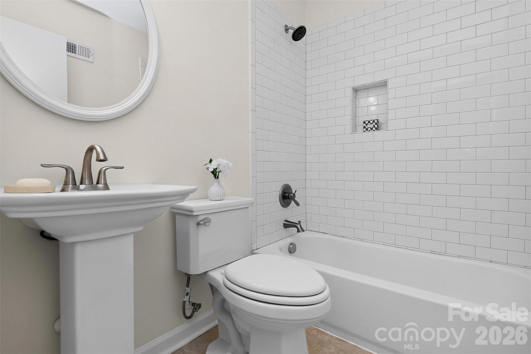 Hall full bath with tile shower tub combo - 4726 Walden Court, Charlotte