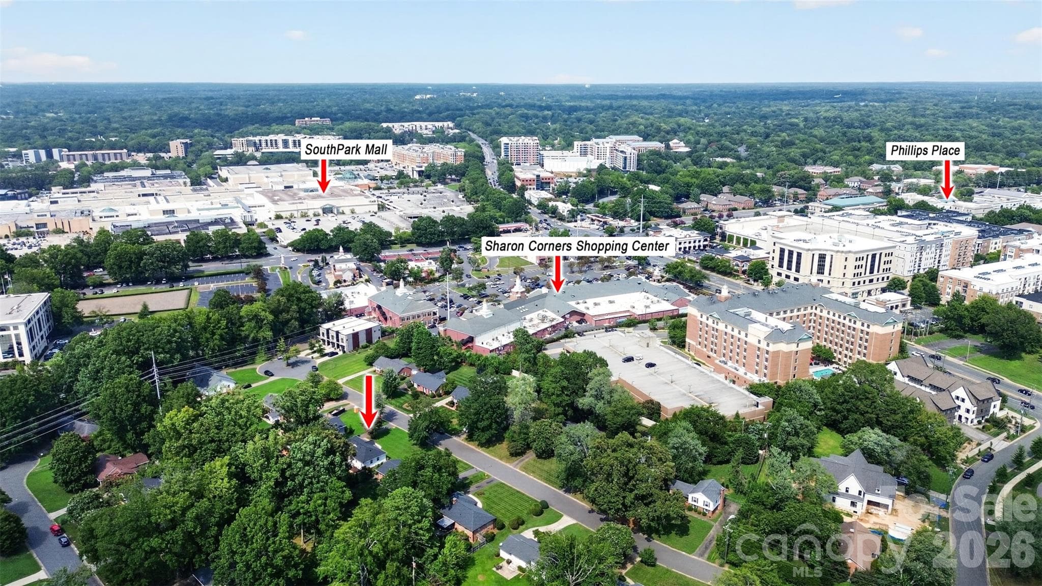 Drone shots showing all the shopping near by - 4726 Walden Court, Charlotte