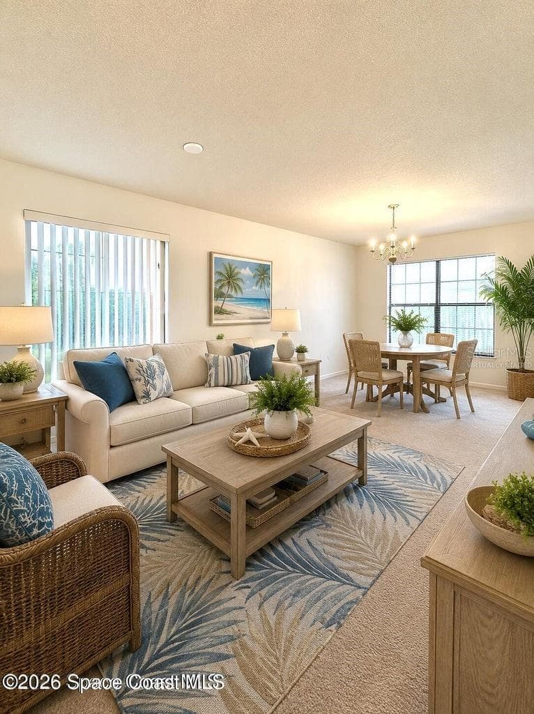 Virtually Staged Living & Dining Room - 782 MARIAN CT, TITUSVILLE