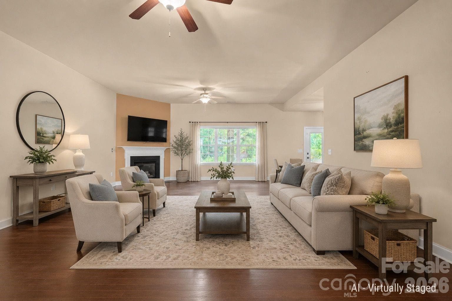living room - virtually staged - 589 Shepherd Road, Troutman