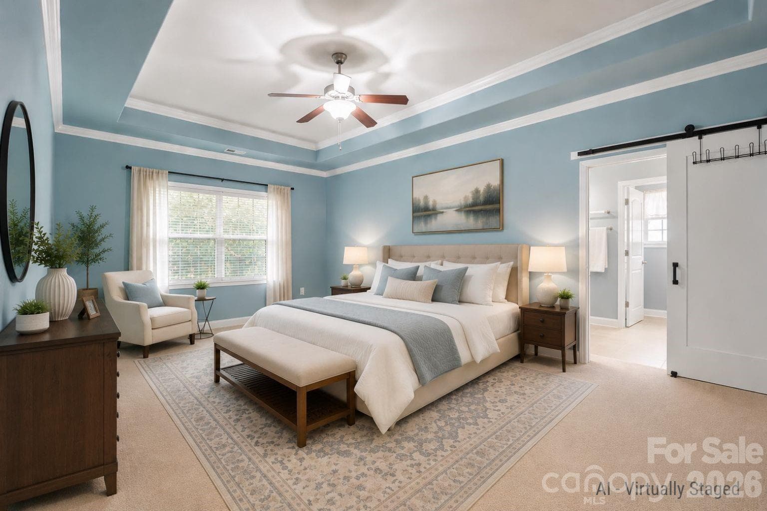 primary bedroom - virtually staged - 589 Shepherd Road, Troutman