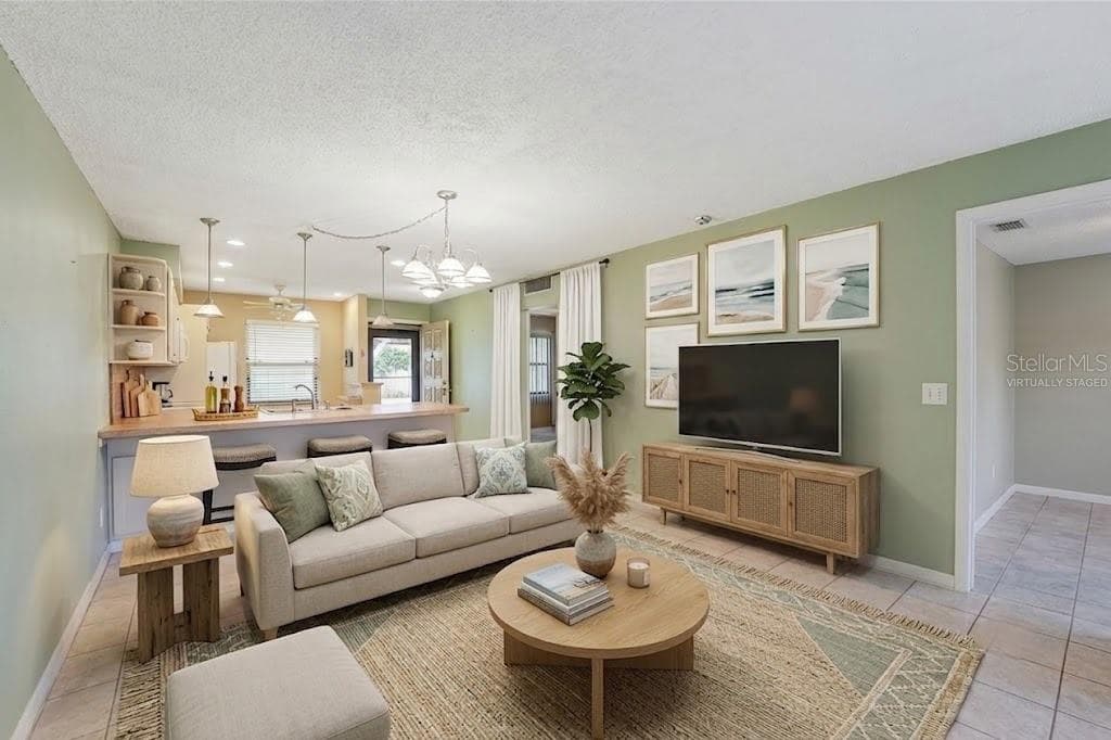 Virtually Staged Living Room - 4800 LAKE VILLA DR, CLEARWATER