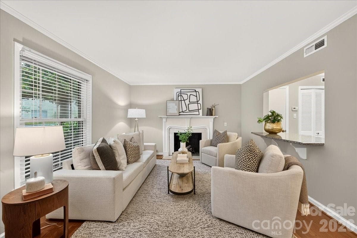 Living room is open to Kitchen - 1700 Roxborough Road, Charlotte
