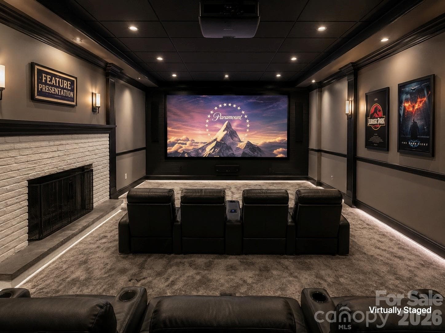 Virtually Staged Idea of Turning Basement into Finished Movie Theater - 5914 Hanna Court, Charlotte