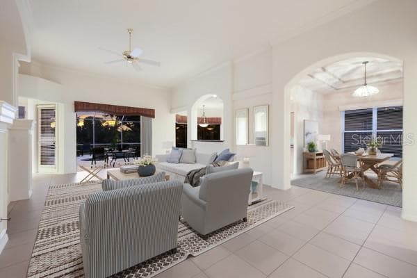 Great room sunset- Virtual staged - 8428 MISTY MORNING CT, LAKEWOOD RANCH
