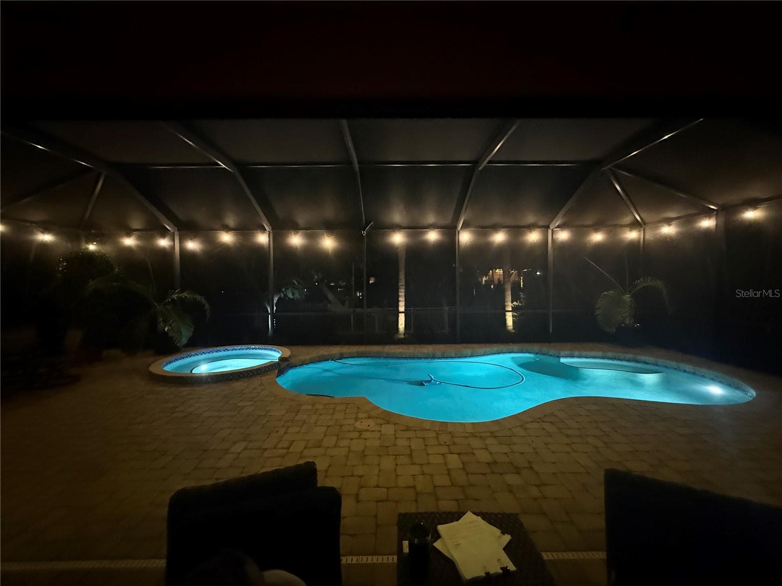 Pool at night - 545 MAST DR, BRADENTON