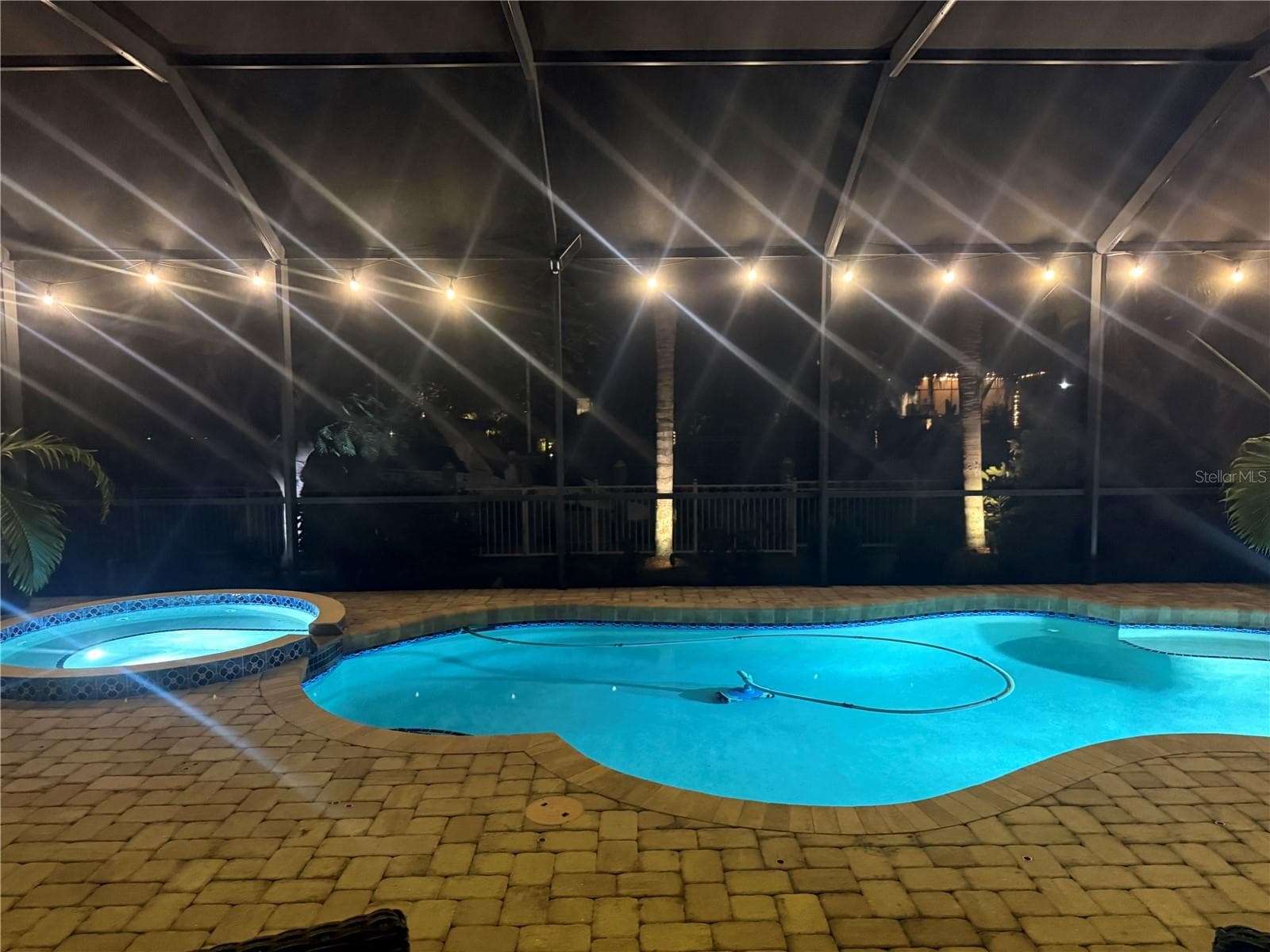 Pool at night - 545 MAST DR, BRADENTON