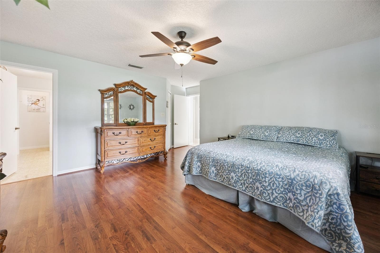 Primary bedroom alternate view showing natural light, generous closet access, and en-suite bathroom entry in this 3-bed Mount Dora home - 480 LAKE FOREST CIR, MOUNT DORA